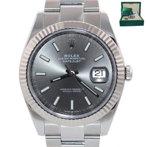 MINT PAPERS Rolex DateJust 41 Rhodium Grey Stick Oyster Fluted 126334 Watch Box
