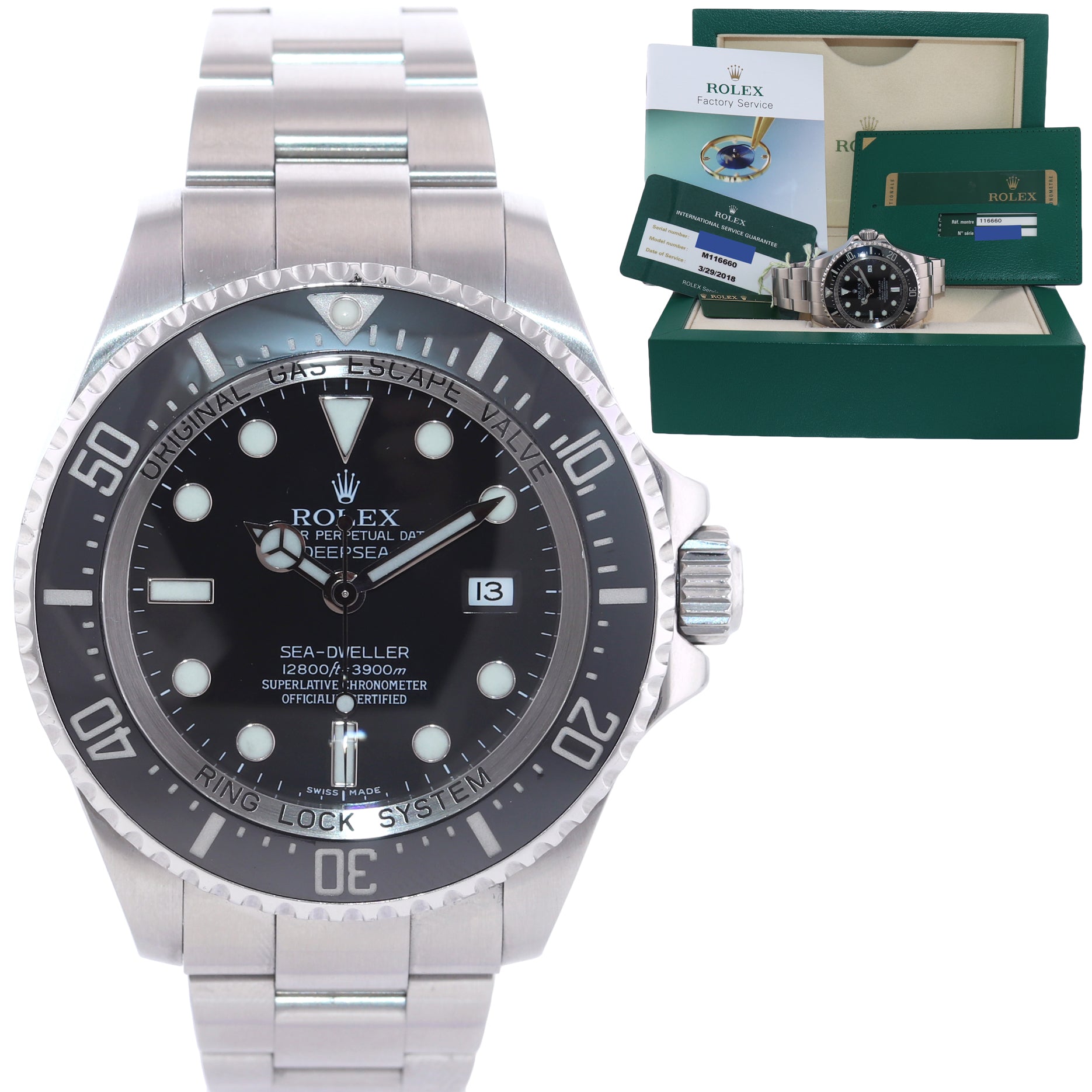 PAPERS & 2018 RSC Rolex Sea-Dweller Deepsea 116660 Stainless Steel Black Watch