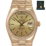 Rolex OysterQuartz Day Date President 19018 18k Yellow Gold Champagne Watch Box