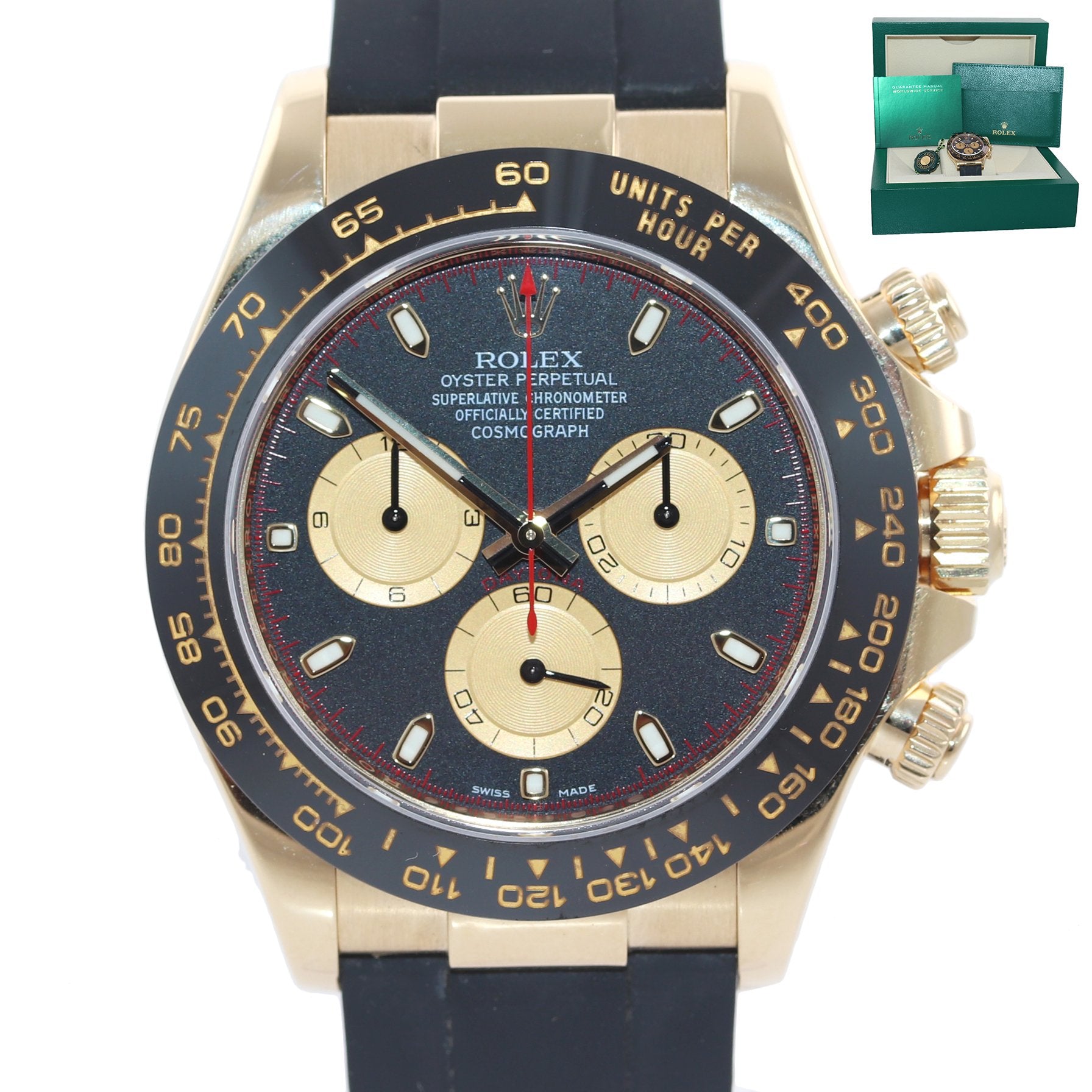 2021 Rolex Daytona 116518LN Yellow Gold Black Paul Newman Ceramic Watch Box