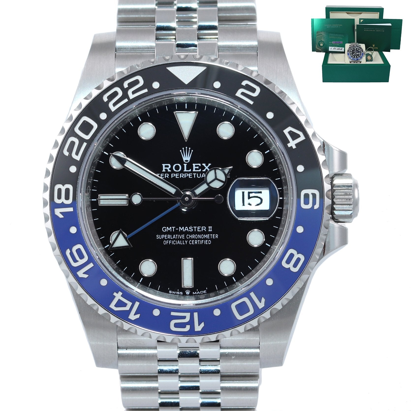 2021 PAPERS Rolex GMT Master Batman Blue Jubilee 126710 Watch Box