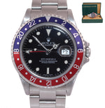 2003 Rolex GMT-Master 2 Pepsi 40mm Steel 16710 NO HOLES CASE Black Watch Box
