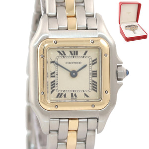 Ladies Cartier Panthere 18K Two Tone Gold Steel Ivory 22mm Quartz Watch 166921
