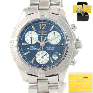 PAPERS MINT Breitling Colt Ocean Chronograph A53350 Quartz Steel 38mm Blue Watch