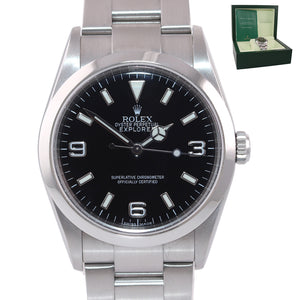 2007 ENGRAVED REHAUT Rolex Explorer I Black 36mm 114270 Steel Black Arabic Watch