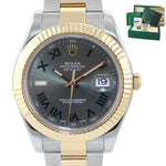 2015 PAPERS Rolex Datejust 2 Wimbledon Slate Roman 116333 Two Tone Gold Watch