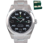 MINT 2020 Rolex Air King 116900 Black Arabic Dial 40mm Steel Green Watch Box