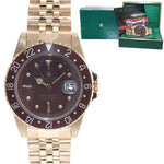 Rolex GMT-Master 1675 Jubilee 18k Yellow Gold Nipple Root Beer Watch Box