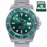 2018 PAPERS Rolex submariner Hulk 116610LV Green Dial Ceramic Watch Box