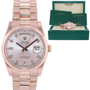 2009 Rolex President Day Date Rose Gold 118235 Diamond Heavy Buckle Watch Box