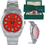 STICKERS NEW 2021 PAPERS Rolex Oyster Perpetual 41mm Coral Red Watch 124300 Box