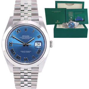 NOV 2021 NEW PAPERS Rolex DateJust 41 Steel 126300 Blue Roman Jubilee Watch Box