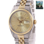 Rolex DateJust 16013 Two Tone Gold Steel Champagne Jubilee 18k Gold Steel Watch