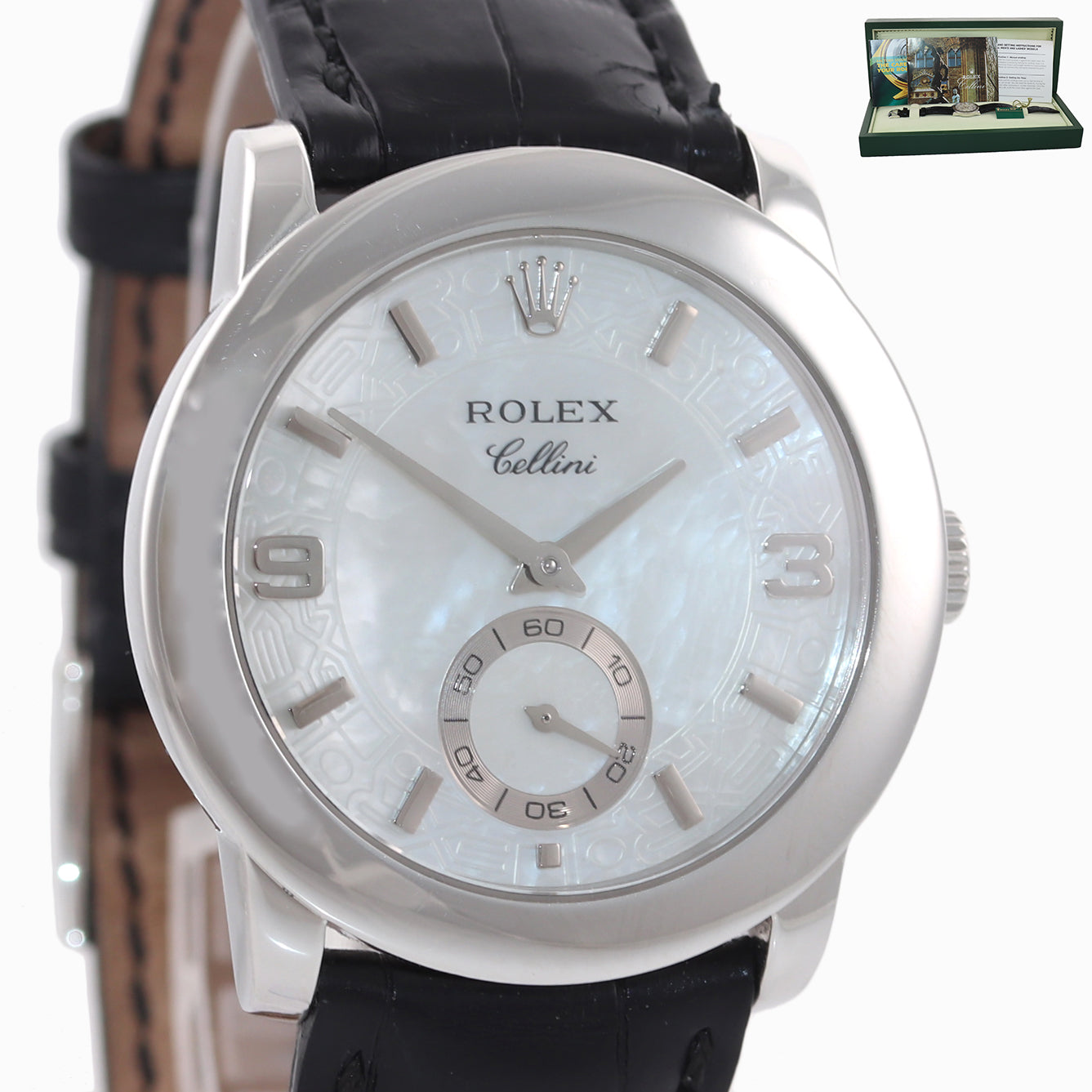 Rolex Cellini Cellinium 35mm Platinum MOP Mother of Pearl Dial Manual 5240 Watch