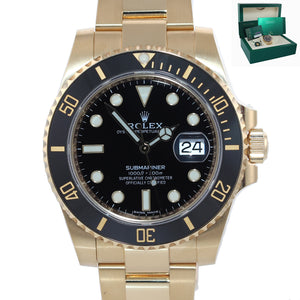 2020 BRAND NEW PAPERS Rolex 116618LN Black Submariner Yellow Gold 40MM Watch