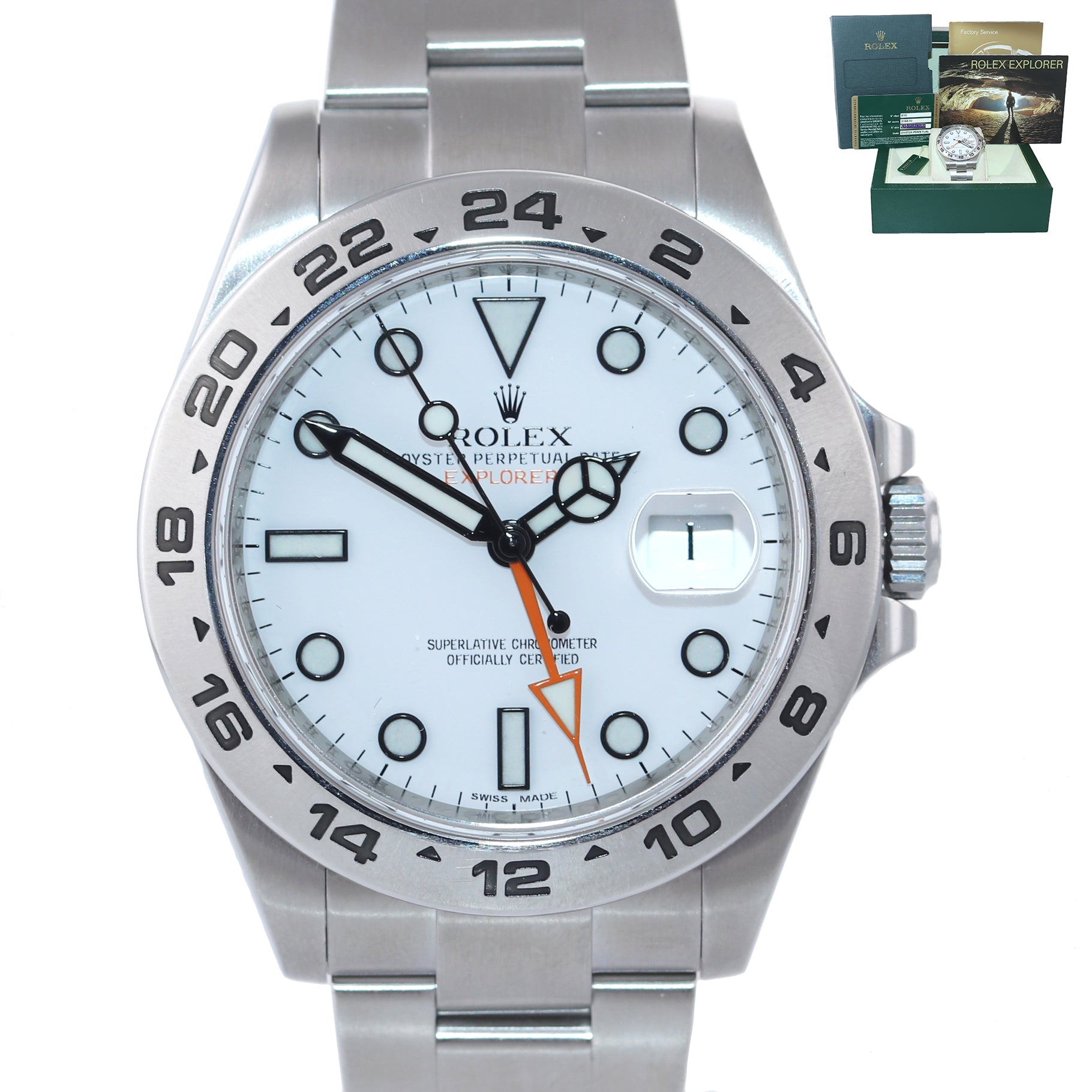 PAPERS Rolex Explorer II 42mm 216570 White Polar Steel GMT Date Watch Box