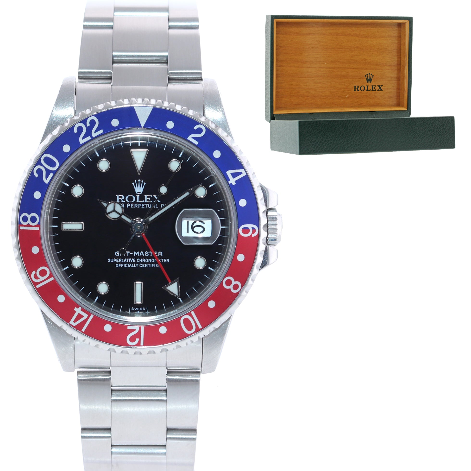 Rolex GMT-Master Tritium Pepsi Blue Red Steel 16700 40mm Watch