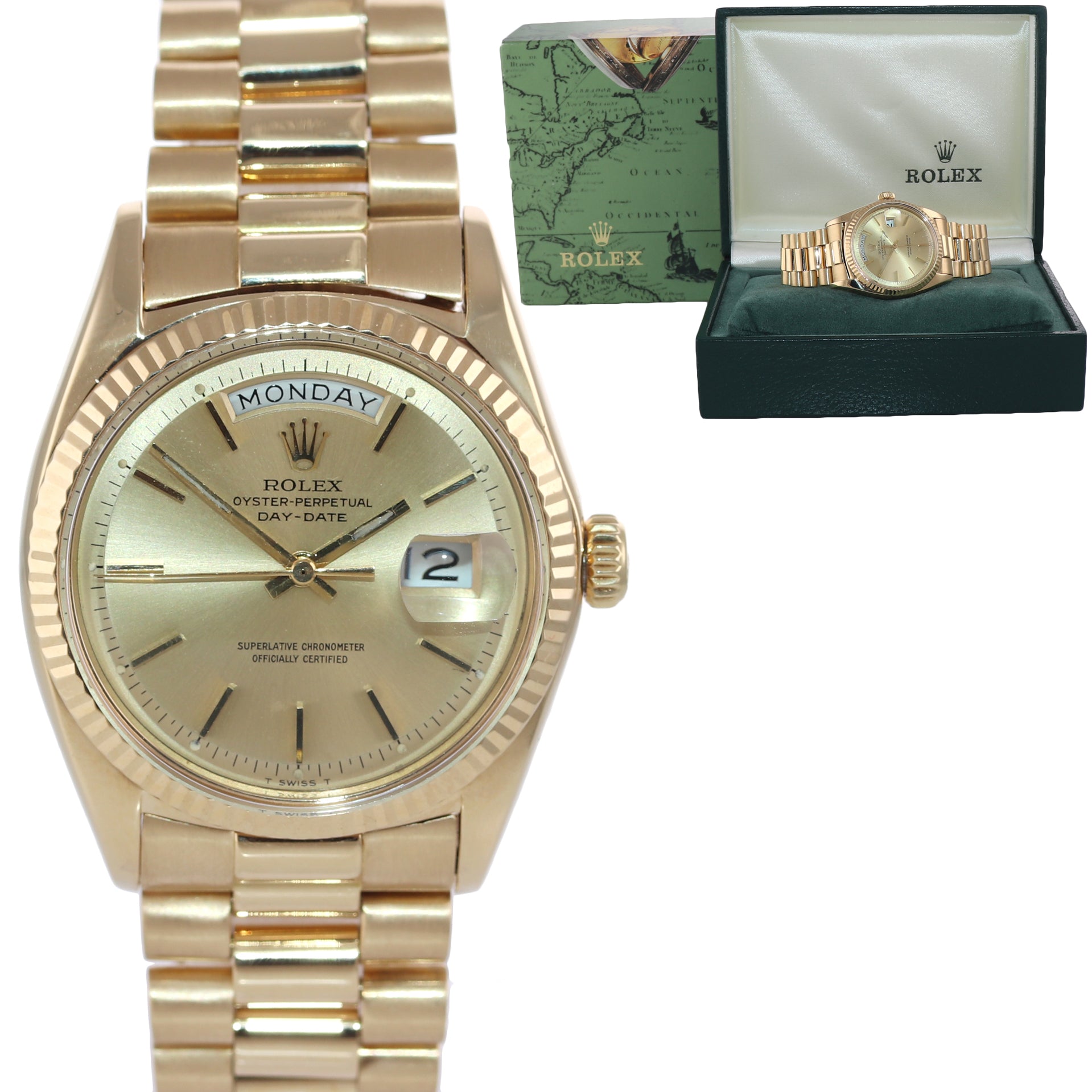 Rolex President Day Date 36mm 1803 Yellow Gold 18k Champagne Watch Box