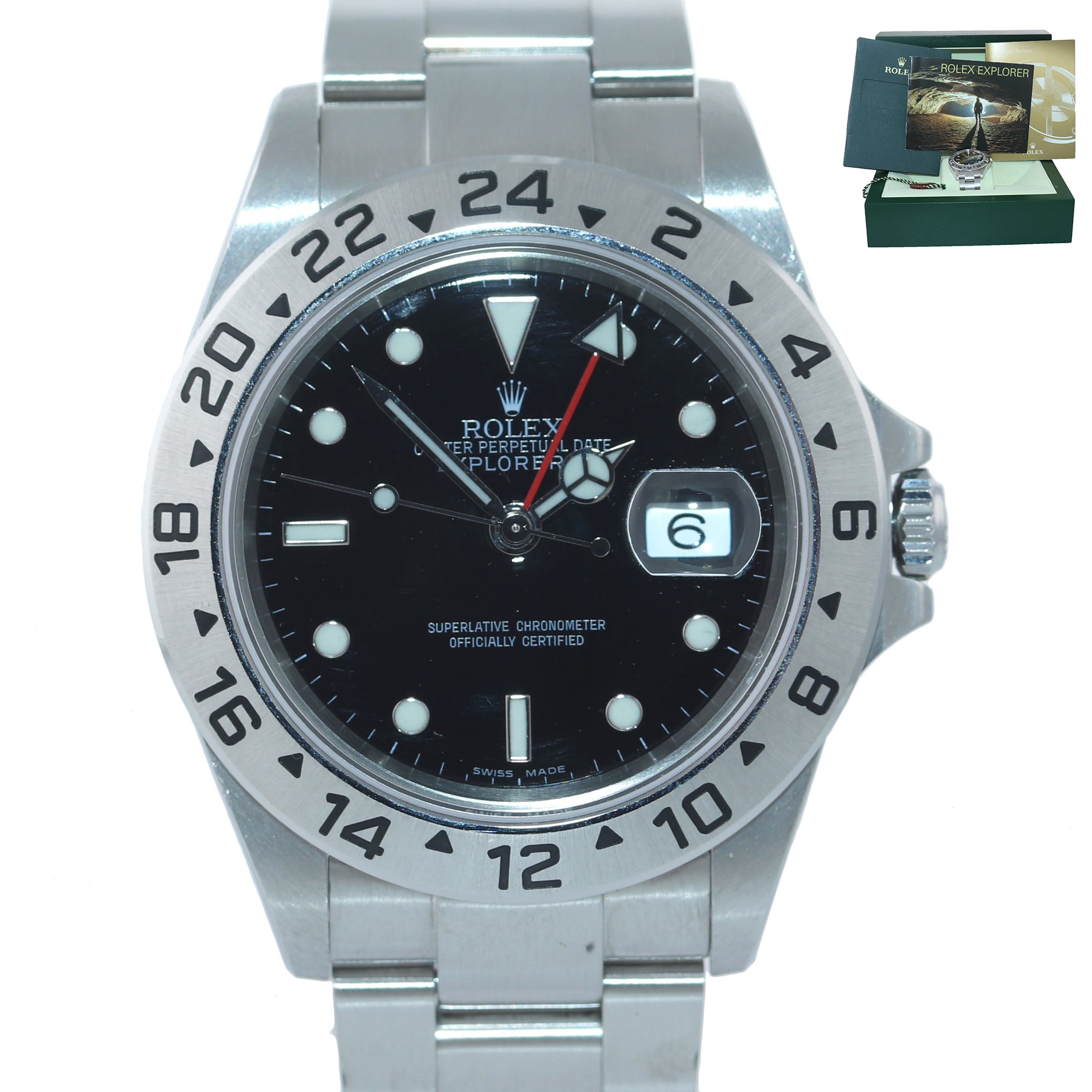 UNPOLISHED Rolex Explorer 16570 Steel Black GMT 40mm No Holes Watch Box
