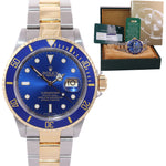 2018 RSC PAPERS Rolex Submariner 16613 Two Tone Steel 18k Gold Blue Watch Box