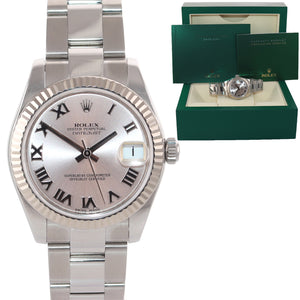 MINT Ladies Rolex DateJust MidSize 31mm Pink Roman Fluted Steel 178274 Watch