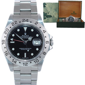 1999 Rolex Explorer II 16570 Stainless Steel Black Dial GMT 40mm Watch Box