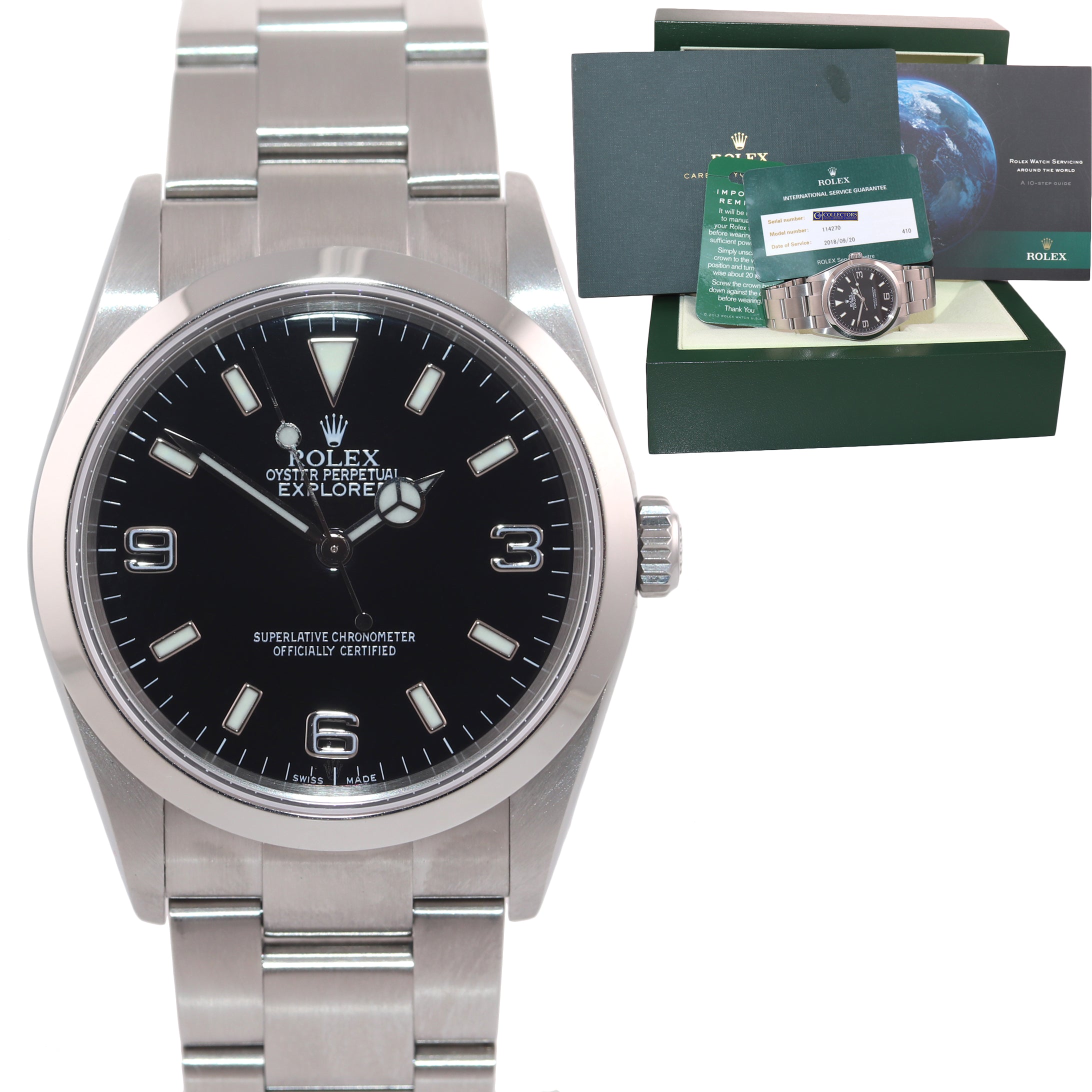 MINT 2018 RSC Rolex Explorer I Black 36mm 114270 Steel Black Arabic Watch Box