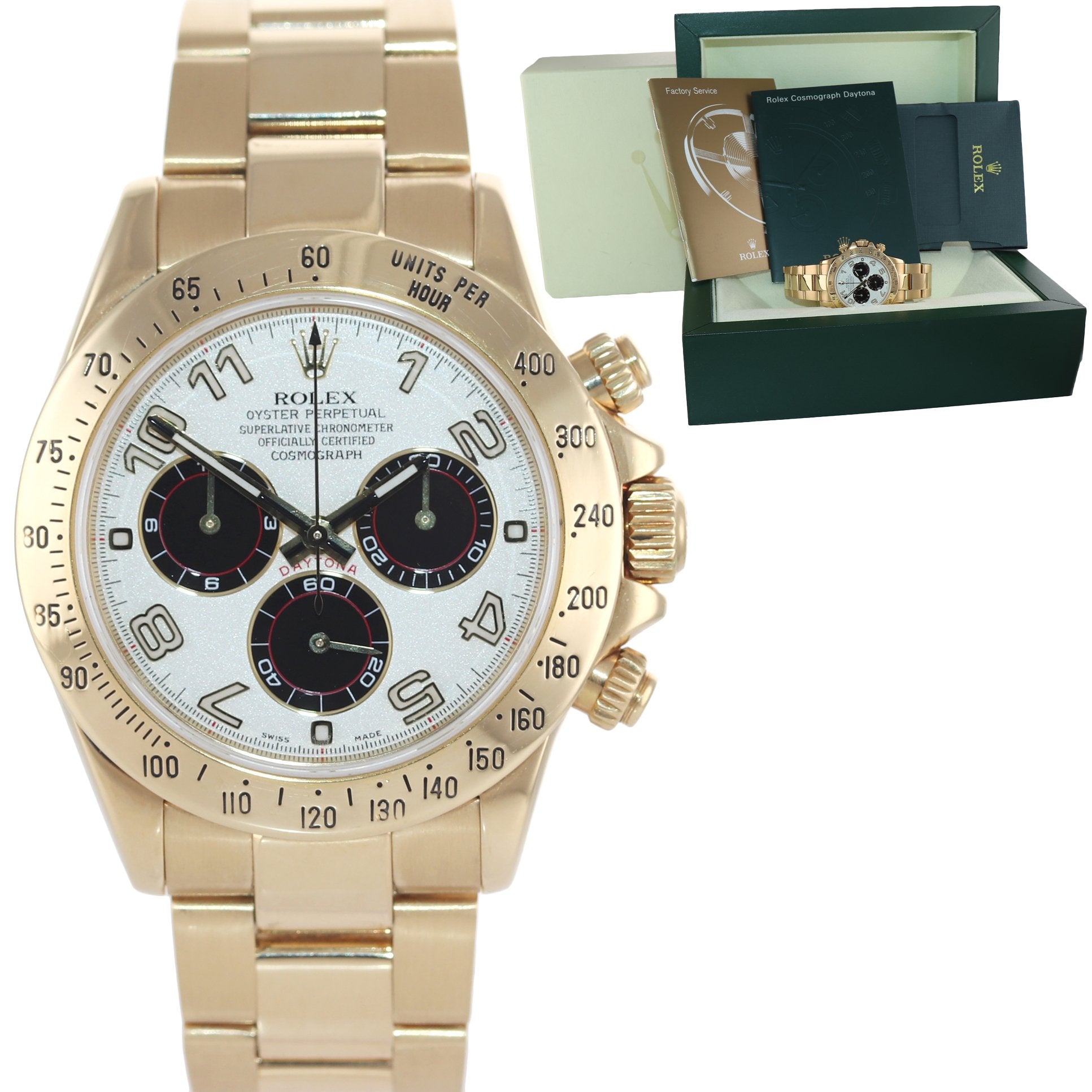 2006 Rolex Daytona 116528 White Panda Dial 18K Yellow Gold 40mm Watch Box