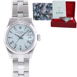 PAPERS Ladies Rolex Date 69160 Steel Oyster White Roman 26mm Steel Watch Box