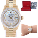 Diamond Bezel Ladies Rolex DateJust President 26mm MOP Diamond 6917 18k Watch