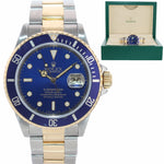 Rolex Submariner 16613 Two Tone Steel 18k Yellow Gold Blue Dial 40mm Dive Watch