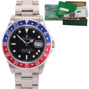 PAPERS Rolex GMT-Master TRITIUM Pepsi Blue Red Steel 40mm 16710 Watch Box