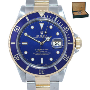 1998 Rolex Submariner 16613 Two Tone Steel 18k Yellow Gold Blue Dial 40mm Watch