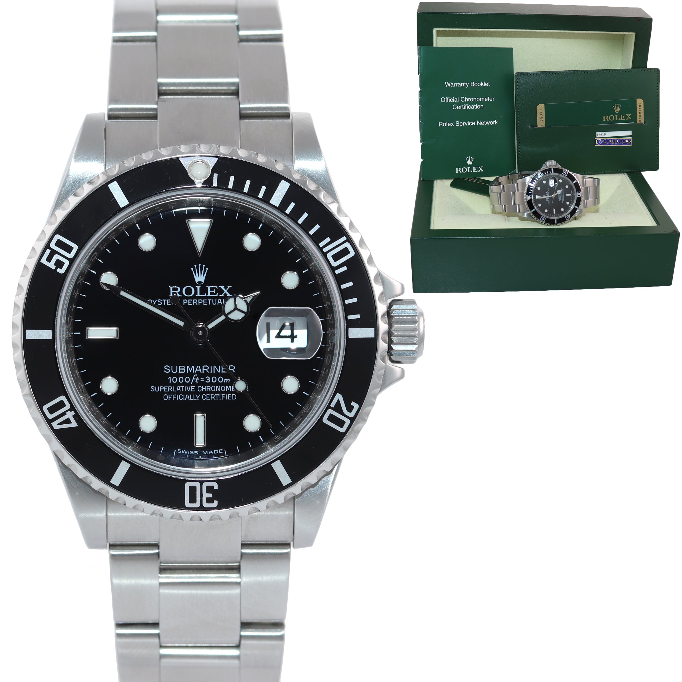 2009 PAPERS ENGRAVED REHAUT Rolex Submariner Date 16610 Steel 40mm Watch Box