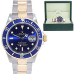 Rolex Submariner 16613 Two Tone Gold Blue 40mm Watch Box Gold Buckle
