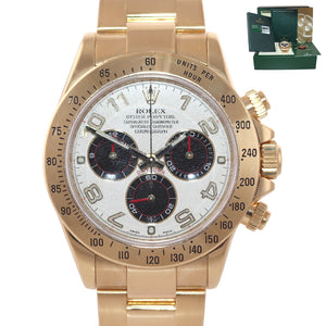 2010 PAPERS Rolex Daytona 116528 White Panda Dial 18K Yellow Gold 40mm Watch Box
