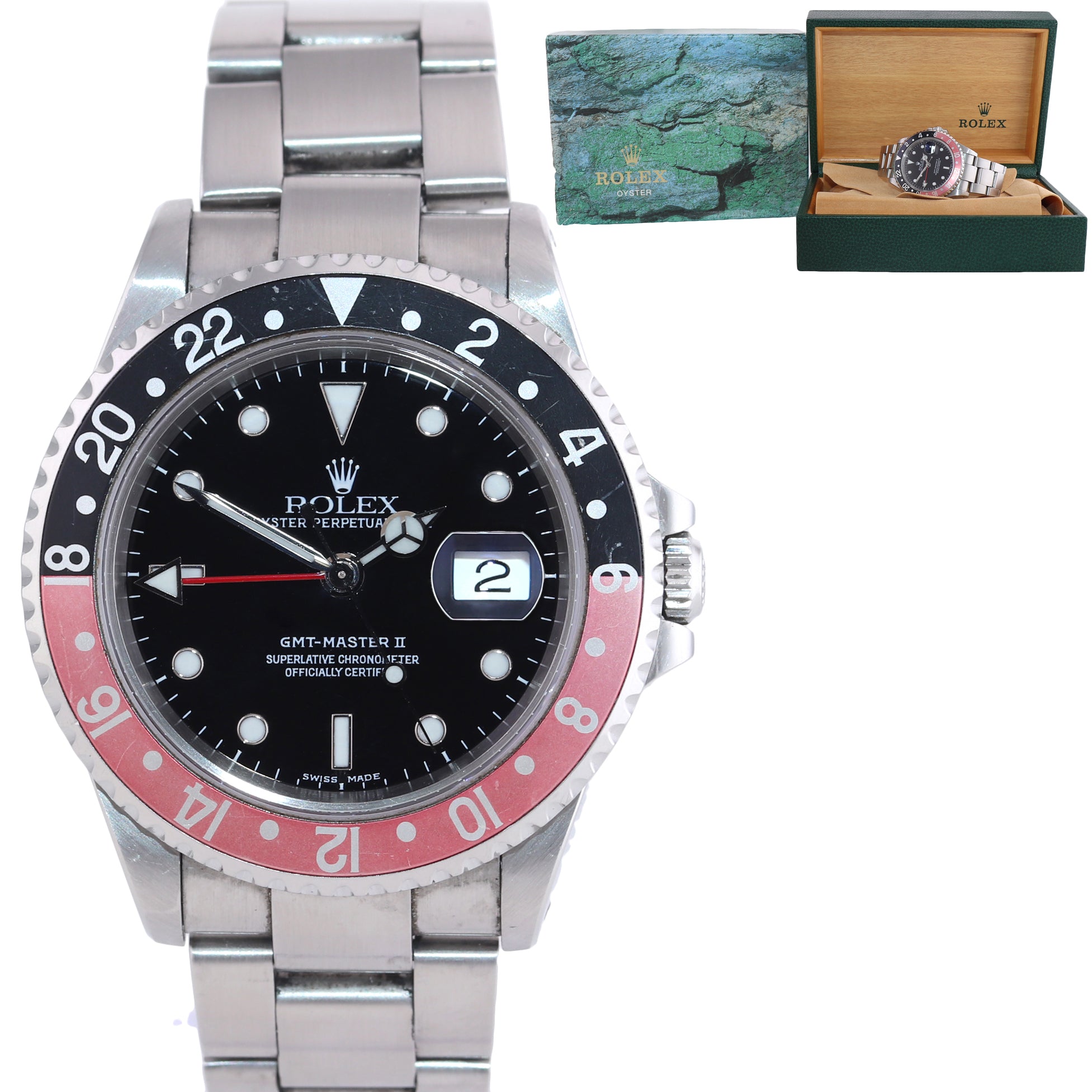 UNPOLISHED Barn Find 2001 Rolex GMT-Master II Coke Steel Red 16710 Watch SEL Box