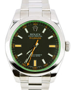 MINT 2011 Rolex Milgauss Green Black Orange 116400 GV V 40mm Stainless Watch