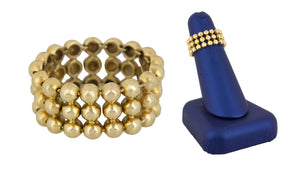 Authentic Tiffany & Co. 18K Yellow Gold 3-Row Beaded Ball Eternity Band Ring