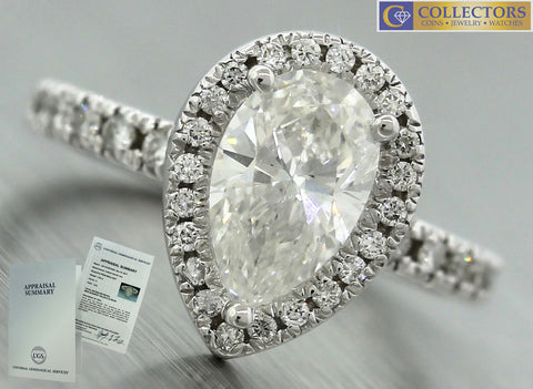 Modern Estate 2.09ctw Pear Brilliant Diamond 14K Gold Engagement Ring EGL USA
