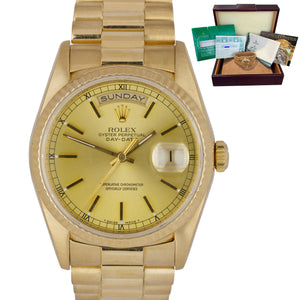 1993 Rolex Day-Date President 36mm Double Quickset 18K Yellow Gold Watch 18238
