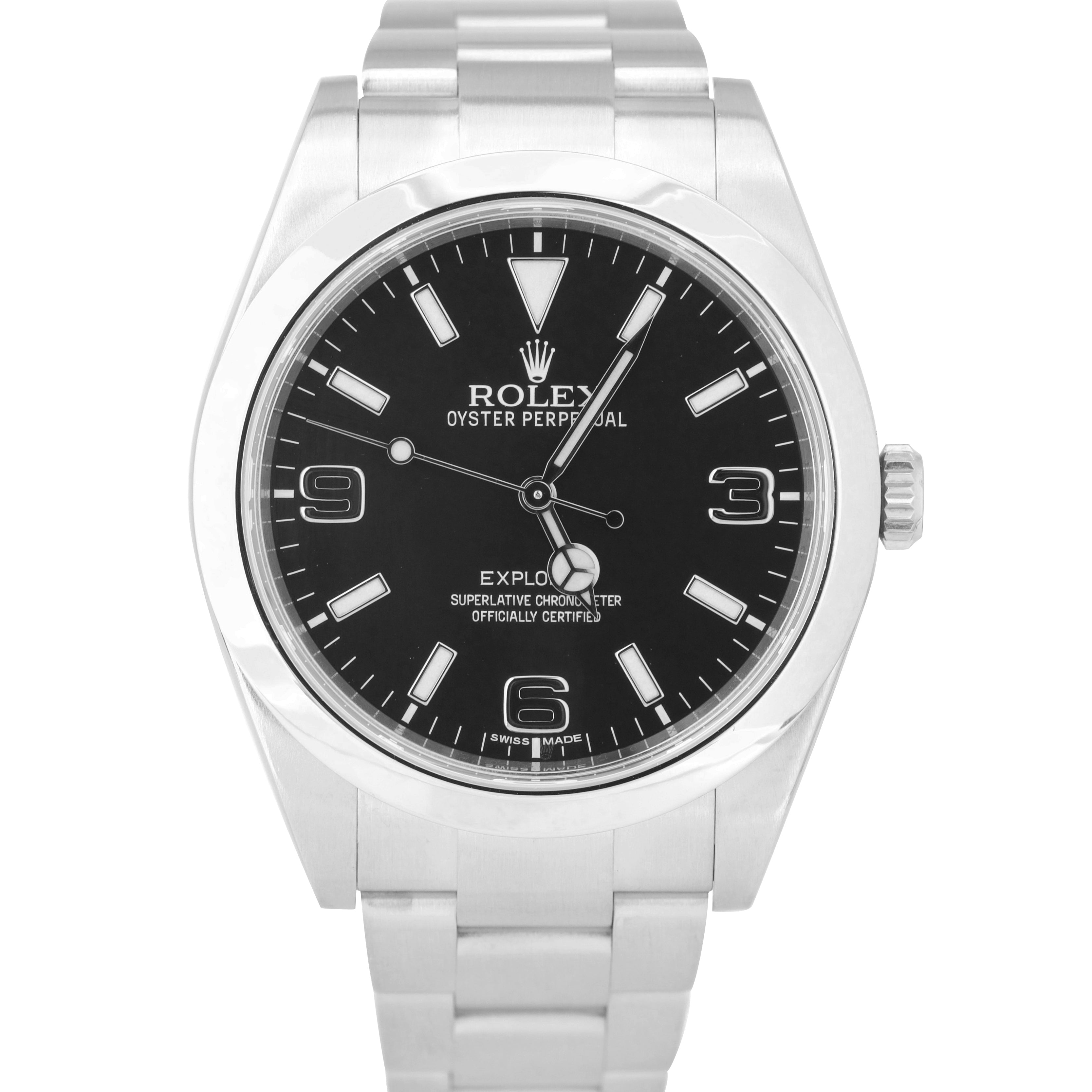 2016 Rolex Explorer I Black 39mm Stainless Steel Swiss Oyster Watch 214270 B+P