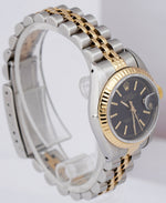 Ladies Rolex DateJust 26mm 18K Gold Two-Tone Black TAPESTRY Jubilee Watch 69173