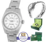 2008 ENGRAVED Ladies Rolex Oyster Perpetual 176210 White 26mm Oyster Watch