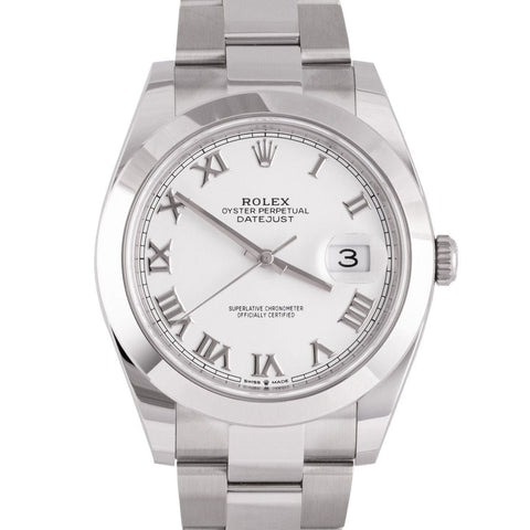 2020 Rolex Datejust White Roman Smooth Stainless 41mm Watch R. 126300 BOX & CARD