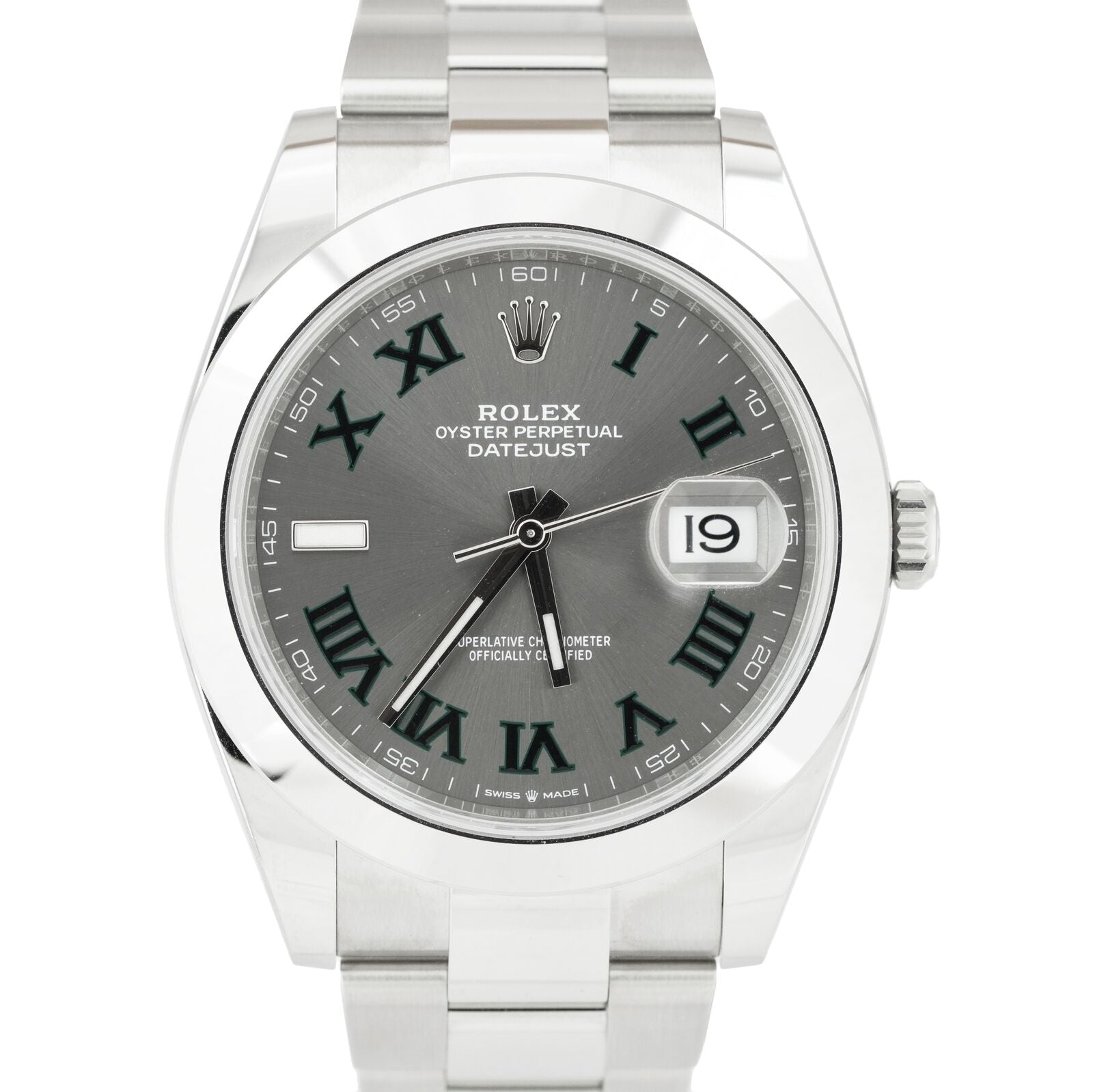 NEW MAR. 2022 Rolex DateJust 41 Wimbledon Rhodium Grey 41mm Oyster Watch 126300
