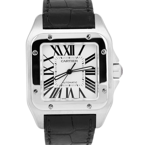 MINT Cartier Santos 100 XL Stainless Steel White Roman 38mm 2656 W20073X8 Watch