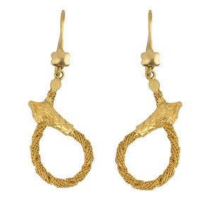 Women's Vintage Estate 18K Yellow Gold Mesh Serpent Snake Drop Dangle Earrings