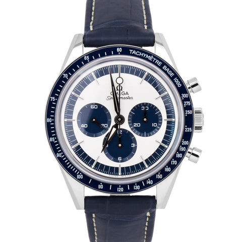 Omega Speedmaster Moonwatch 311.33.40.30.02.001 BLUE Leather PAPERS 39.7mm B+P