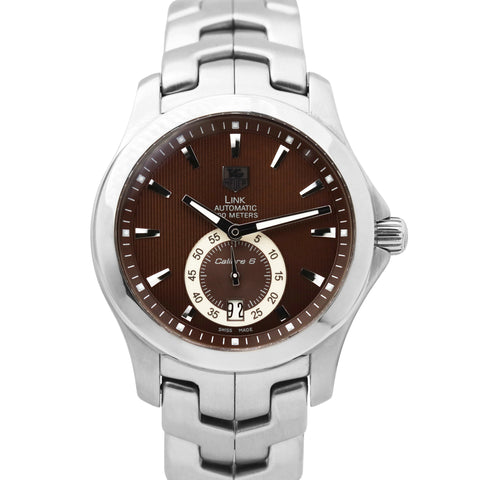 Mens Tag Heuer Link Calibre 6 Brown WJF211C Automatic Stainless Steel 39mm Watch